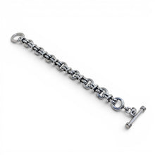 Heavy Sterling Double Link Bar Chain Toggle Bracelet