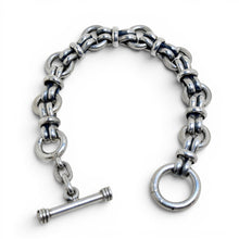 Heavy Sterling Double Link Bar Chain Toggle Bracelet