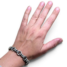 Heavy Sterling Double Link Bar Chain Toggle Bracelet