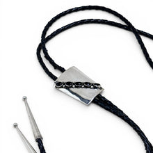 Sterling and Onyx Bolo Tie with Leather Cord