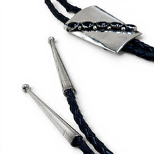 Sterling and Onyx Bolo Tie with Leather Cord