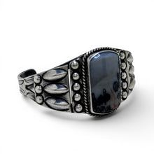 1960s Navajo Sterling Cuff with Petrified Wood