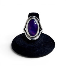 Sterling and Purple Enamel Ring Size 8 1/4