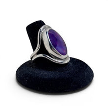 Sterling and Purple Enamel Ring Size 8 1/4