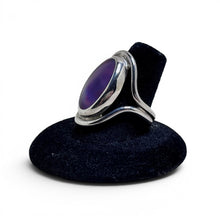 Sterling and Purple Enamel Ring Size 8 1/4