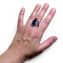 Sterling and Purple Enamel Ring Size 8 1/4