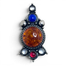 Sterling Amber Brooch