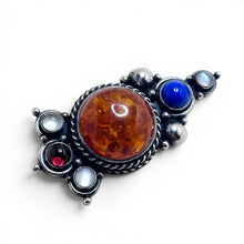 Sterling Amber Brooch
