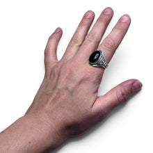 Vintage Sterling Onyx Ring Size 12