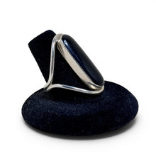 Sterling Taxco Black Enamel Cut Away Ring Size 8 1/4