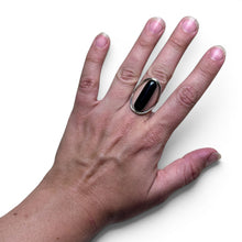 Sterling Taxco Black Enamel Cut Away Ring Size 8 1/4