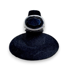 Sterling Faceted Onyx Ring Size 7