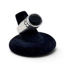 Sterling Faceted Onyx Ring Size 7