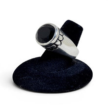 Sterling Faceted Onyx Ring Size 7