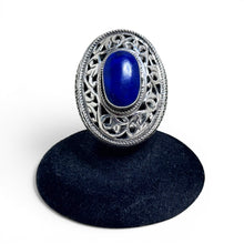 Middle Eastern Sterling Lapis Ring Size 6 1/2