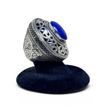Middle Eastern Sterling Lapis Ring Size 6 1/2
