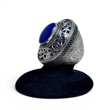 Middle Eastern Sterling Lapis Ring Size 6 1/2
