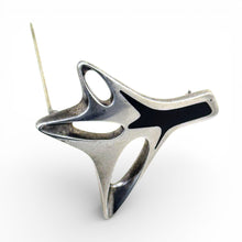 Mid-Century Georg Jensen Black Enamel Sterling Brooch No. 323