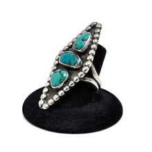 Large Three Stone Turquoise Sterling Ring Size 7 3/4