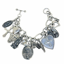 Chunky Religious Sterling Catholic Charm Bracelet