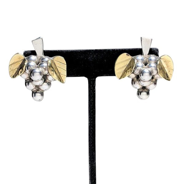 Sterling & Brass Grape Taxco Earrings