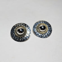 MODERN Taxco Sterling Earrings / Stamped Silver & Brass Medallion Post Earrings / 1990s 90s / Sterling Minimal Minimalist Modern Jewery 925