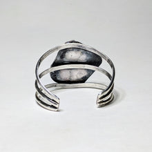 Vintage TURQUOISE Brutal Sterling Cuff / Totally Unique Abstract Post Modern Sterling / Native American Silver Bracelet / 925 Cuff Size 7