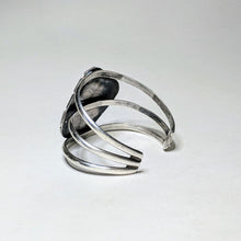 Vintage TURQUOISE Brutal Sterling Cuff / Totally Unique Abstract Post Modern Sterling / Native American Silver Bracelet / 925 Cuff Size 7