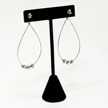 Vintage Sterling Silver Large MODERNIST Earrings / Wire Ball Stud Dramatic Minimal Earrings / 90s Jewelry