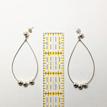 Vintage Sterling Silver Large MODERNIST Earrings / Wire Ball Stud Dramatic Minimal Earrings / 90s Jewelry