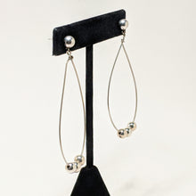 Vintage Sterling Silver Large MODERNIST Earrings / Wire Ball Stud Dramatic Minimal Earrings / 90s Jewelry