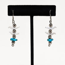 Turquoise Sterling Earrings / Carved Bead Earrings Native American Earrings / Vintage Animal Fetish / Vintage Southwestern Jewelry 1990s