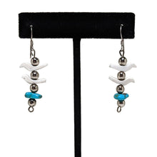 Turquoise Sterling Earrings / Carved Bead Earrings Native American Earrings / Vintage Animal Fetish / Vintage Southwestern Jewelry 1990s