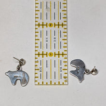 STERLING Bear Opal Studs / Bear Fetish Jewelry / Mother of Pearl Earring / Native American Jewelry / Bear Earrings / Pearl Inlay Earrings