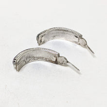 Sterling Native Hoops / Purple Enamel Swirl Native Inlay / Inlay Sterling Hoops / 1990s Hoop Earrings / Inlay Earrings / Native Inlay Silver