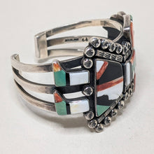 Federico Jiménez CUFF / Rainbow Man Cuff / Native American Sterling Jewelry / Turquoise Spiny Oyster Inlay Jewelry / Vintage Native Jewelry