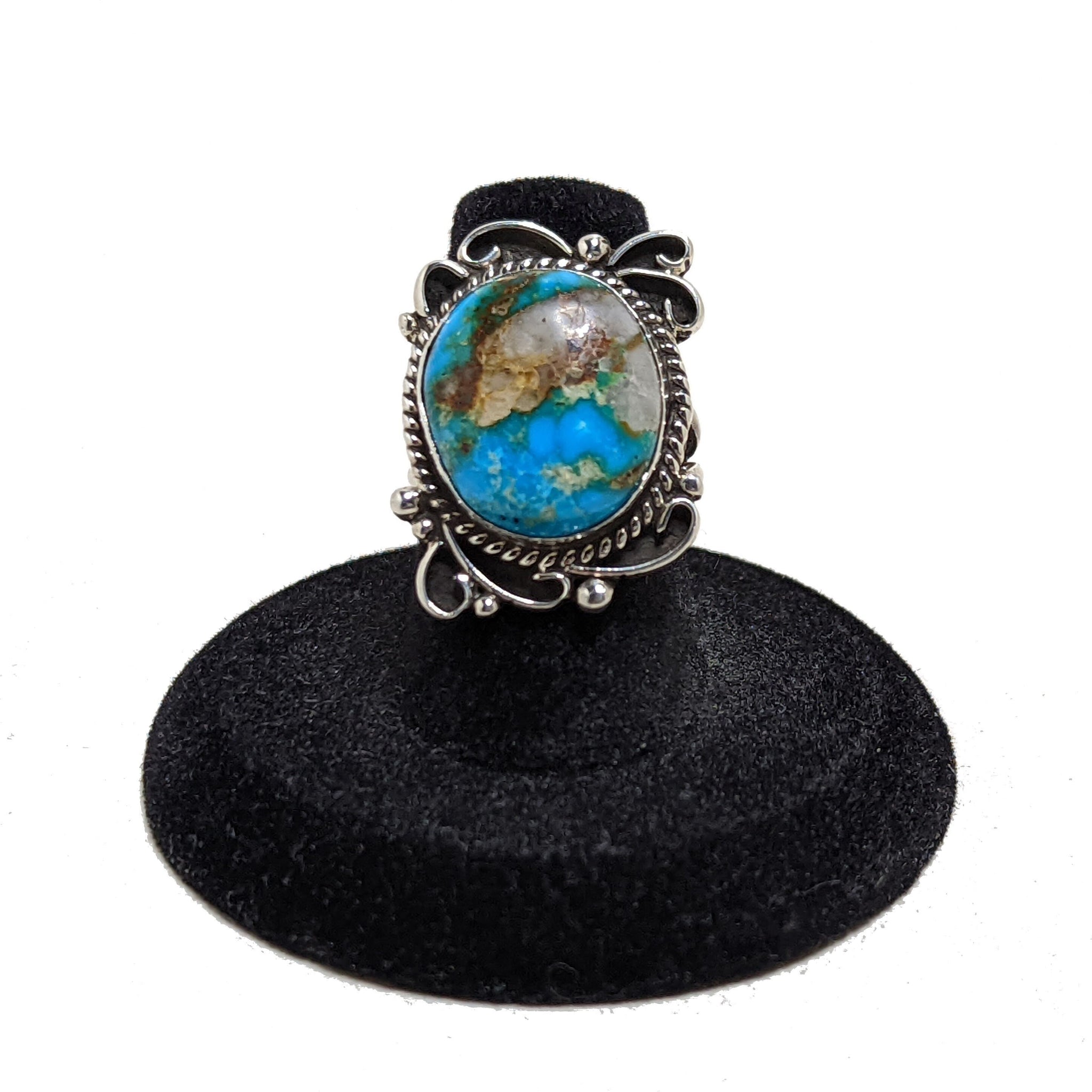 TURQUOISE Sterling Ring 7 / Vintage Turquoise Ring 7 / SIGNED Native Turquoise Jewelry / Vintage Southwest Jewelry / Turquoise Ring Size 7