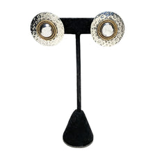 MODERN Taxco Sterling Earrings / Stamped Silver & Brass Medallion Post Earrings / 1990s 90s / Sterling Minimal Minimalist Modern Jewery 925