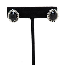 Native American Jewelry / Silver ONYX Earrings / ONYX Sterling Silver Jewelry / 1990s 90s Onyx Jewelry / Southwestern Onyx Jewelry