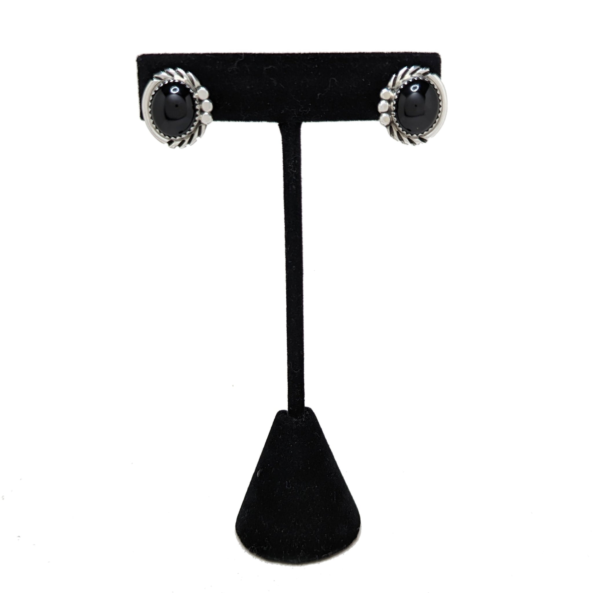 Native American Jewelry / Silver ONYX Earrings / ONYX Sterling Silver Jewelry / 1990s 90s Onyx Jewelry / Southwestern Onyx Jewelry
