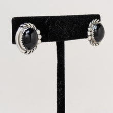 Native American Jewelry / Silver ONYX Earrings / ONYX Sterling Silver Jewelry / 1990s 90s Onyx Jewelry / Southwestern Onyx Jewelry
