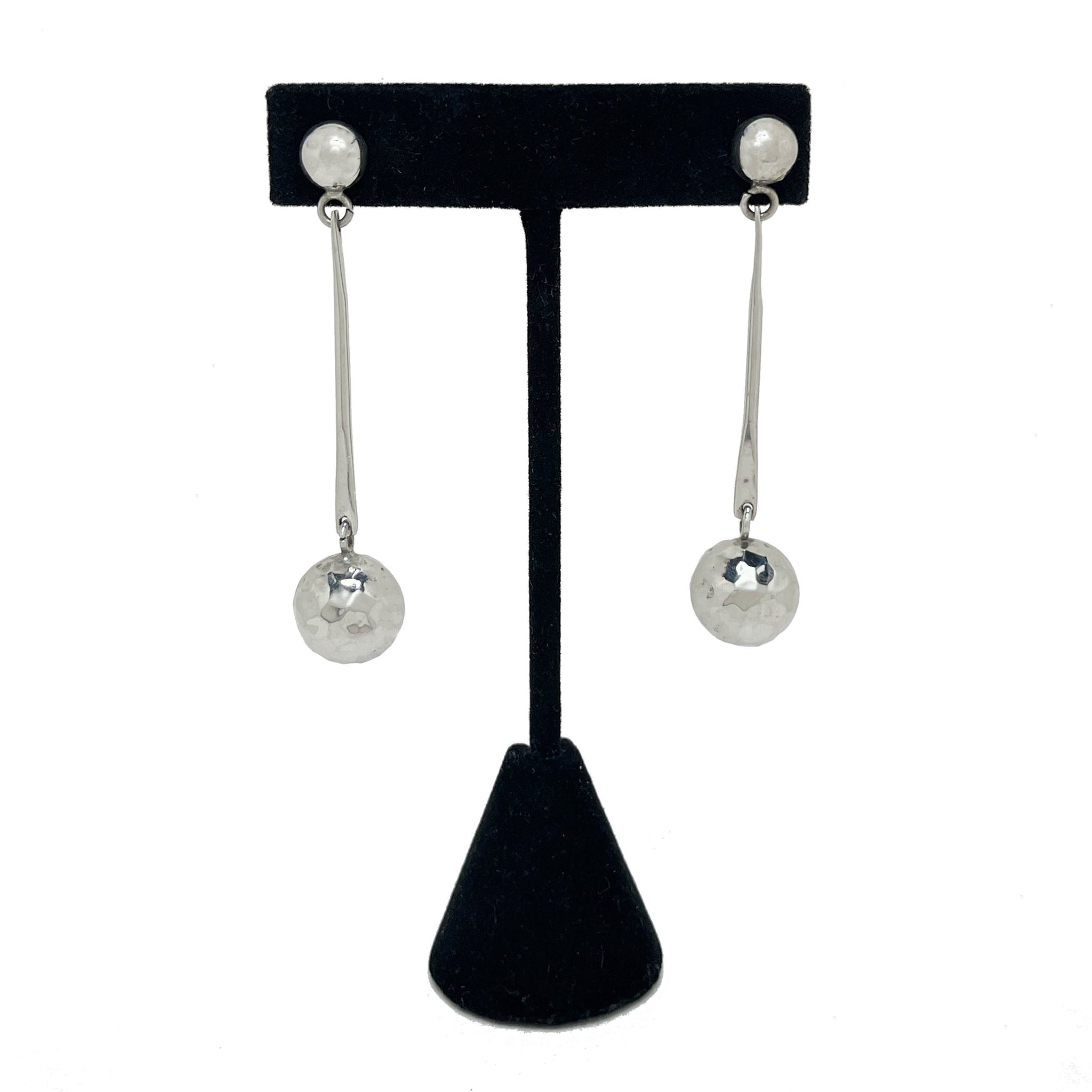 MODERNIST Sphere Earring / HAMMERED Sphere Earring / Abstract AVANT Earrings / Taxco Jewelry / 90s Silver Jewelry / Minimalist Mexico Silver