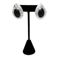 Native ONYX Earrings / Signed NAVAJO Ronnie Hurley / Native American Silver Jewelry / Vintage Sterling Southwestern Earrings / Onyx Jewelry