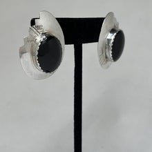 Native ONYX Earrings / Signed NAVAJO Ronnie Hurley / Native American Silver Jewelry / Vintage Sterling Southwestern Earrings / Onyx Jewelry