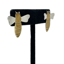 Sterling BEE Earrings / Sterling Silver BRASS Honey Bee Jewelry / Vintage Anne Harvey Jewelry / Honey Bee Jewelry / Silver Bee Earrings