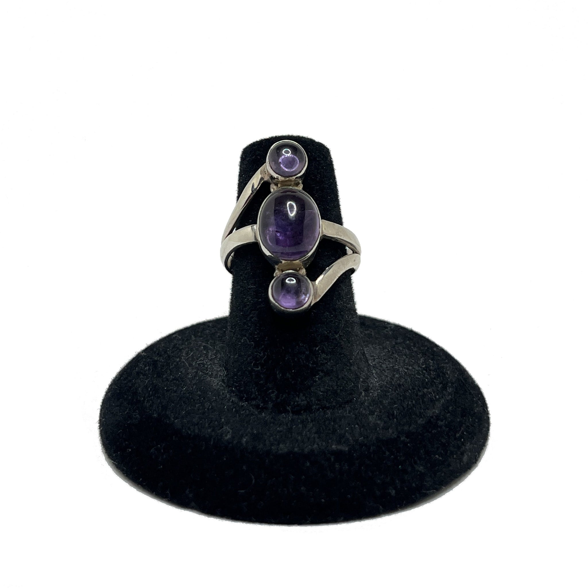 Sterling AMETHYST Ring 6 3/4 | 1990s Amethyst Ring Size 6.75 | 90s SILVER Avant Garde Ring Size 6 3/4 | Vintage 90s Minimalist Jewelry