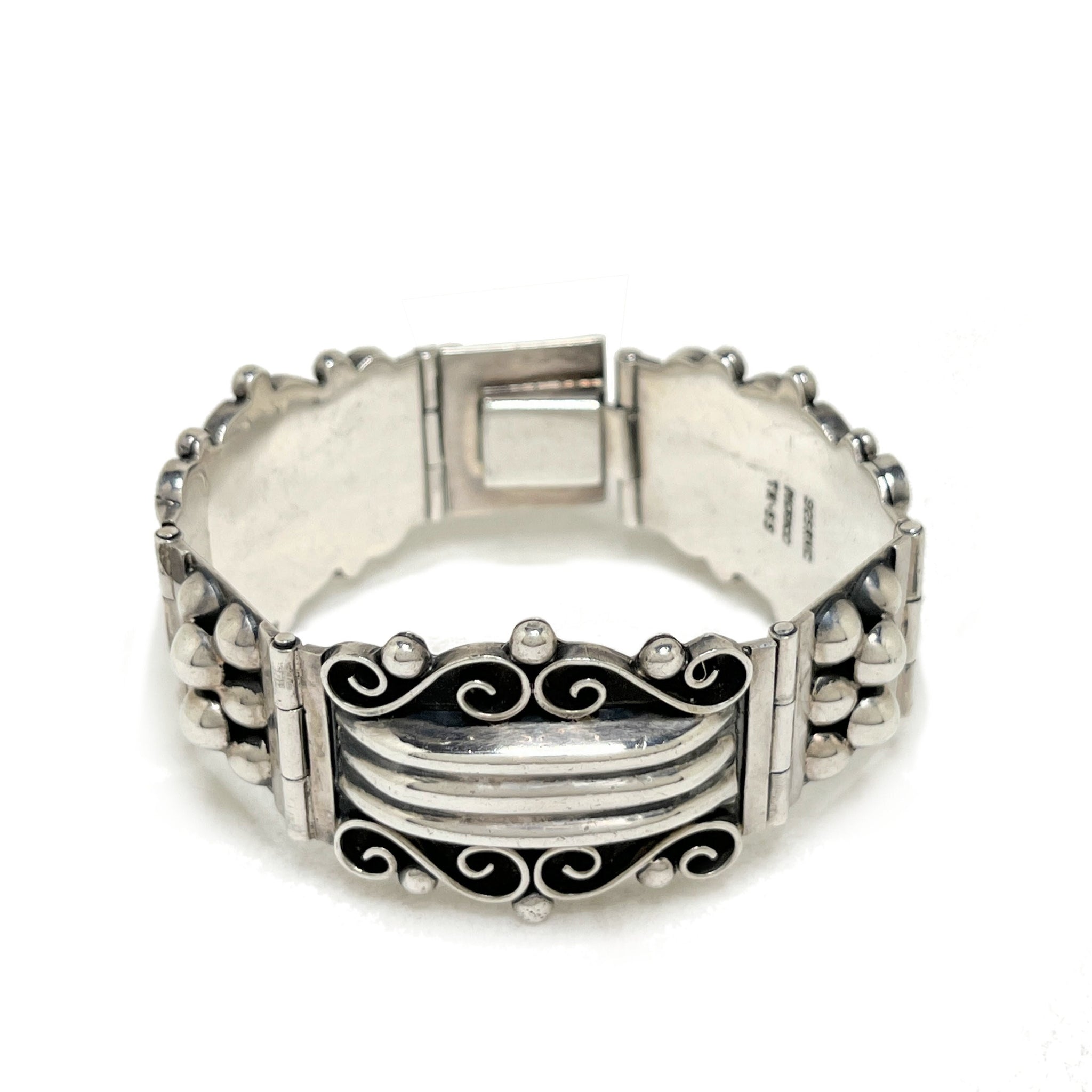 Sterling TAXCO Bracelet 6 3/4 | SPANISH Motif Silver Bracelet | Sterling Bracelet Size 6 3/4 | CHUNKY Sterling Silver Hollow Bracelet 6.75