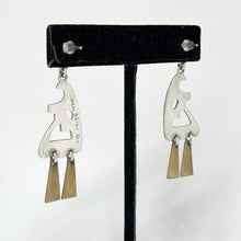 Vintage TAXCO Earrings | STERLING & Brass Modernist Earring | 1980s Tribal Statement Earrings | 80s Abstract AVANT Garde Silver Earrings