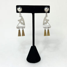 Vintage TAXCO Earrings | STERLING & Brass Modernist Earring | 1980s Tribal Statement Earrings | 80s Abstract AVANT Garde Silver Earrings