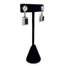 Vintage ONYX Earrings | Chunky Sterling Silver Earrings | 1990s Goth Sterling | Avant Garde Earring | 90s Sterling Vintage Onyx Jewelry